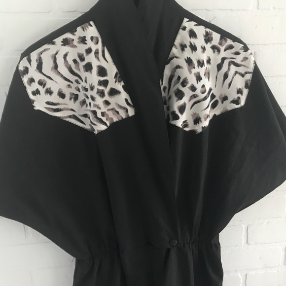 Vintage Midi Dress Michael Phillips Bat Sleeve Mixed Animal print Size 13 - Picture 7 of 9